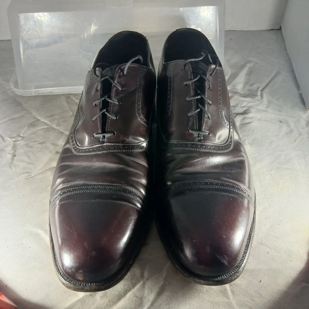 French Shriner Sterling Mens 11.5 B Burgundy Leather Cap Toe‎ Oxford Dress Shoes